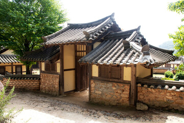 Fototapeta na wymiar Traditional Korean style architecture at Hanok Village, South Korea. Traditional Korean house.