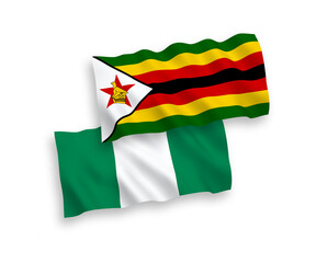 Flags of Zimbabwe and Nigeria on a white background