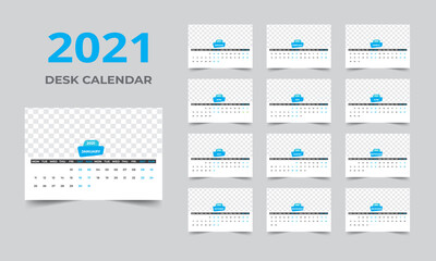 Desk calendar design 2021 template Set of 12 Months, Week starts Monday, Stationery design, calendar planner
