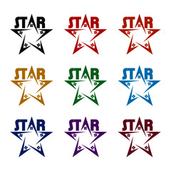 Star and house logo template, color set