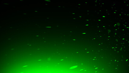 Flying green fire embers particles texture overlays . Burn debris effect on isolated black background. Stock illustration.