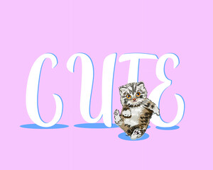 Vector illustration with cute cats. For congratulations