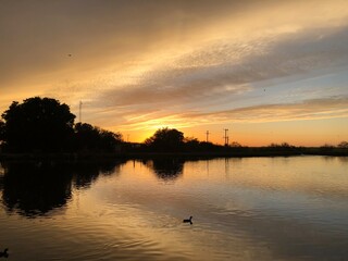 sunset over the river