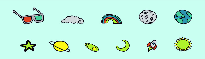 Obraz premium set of solar eclipse cartoon icon design template with various models. vector illustration