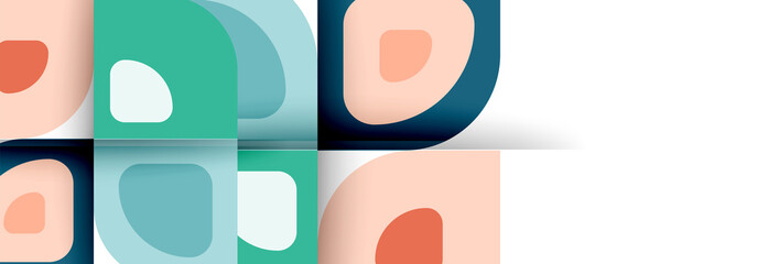 Set of vector modern geometric abstract backgrounds with repeating abstract round shapes patterns and shadow effects