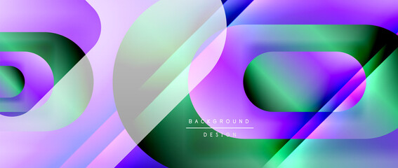 Vector geometric abstract background with lines and modern forms. Fluid gradient with abstract round shapes and shadow and light effects