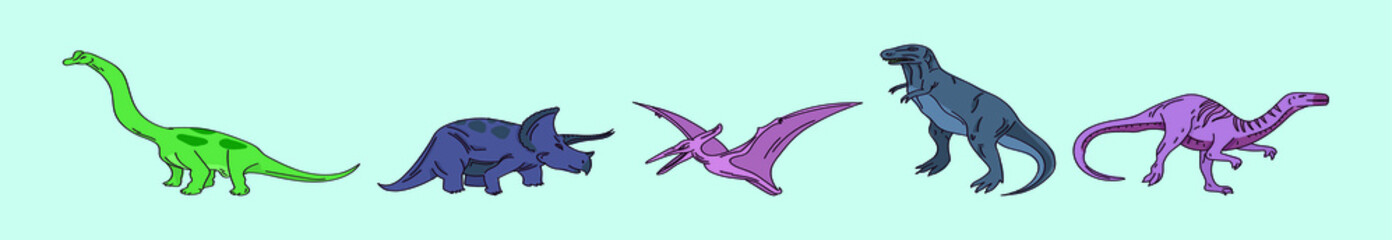 set of dinosaurs cartoon icon design template with various models. vector illustration