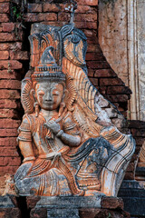 Ruins of ancient stupas of Shwe Indein Pagoda Inle Lake, Shan State, Myanmar