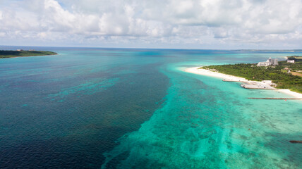 Obraz premium 与那覇前浜港, 宮古島, ドローン撮影, 沖縄, 日本