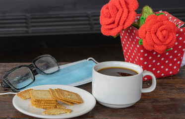 Black coffee in a white cop.