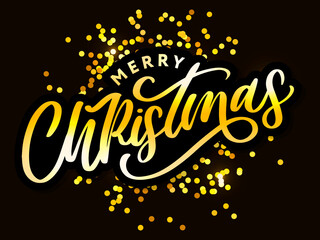 Merry christmas 2021 Beautiful greeting card poster with calligraphy black text word. Hand drawn design elements. Handwritten modern brush lettering white background isolated vector