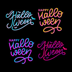 Happy Halloween Text Banner, Vector lettering calligraphy 3d set