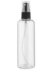clear liquid bottle with spray