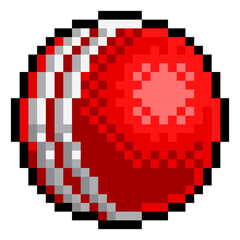 A cricket ball eight bit retro video game style pixel art sports icon