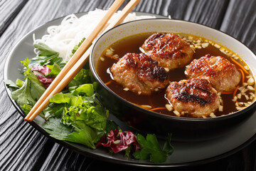 Bun cha is a delicious balance of noodles, a lot of herbs, a beautiful dressing and meatballs...