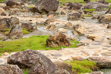 Hot springs in the outdoor park in Lampang county of Thailand