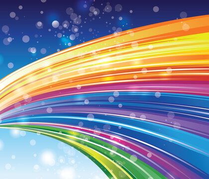 Bright rainbow background with shiny particles