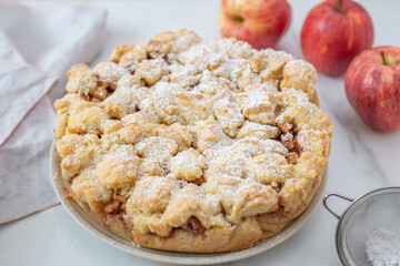 home made traditional american apple pie 