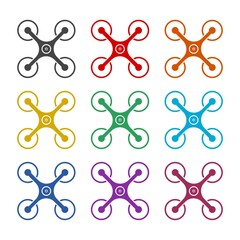 Simple drone icon, color set