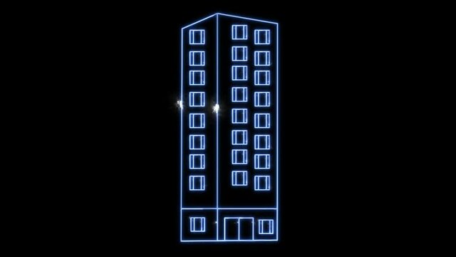 Digital architecture condominium and clean energy move around building futuristic holographic modern technology