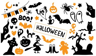 Fototapeta premium Set of vector icons for halloween. Isolated vector.