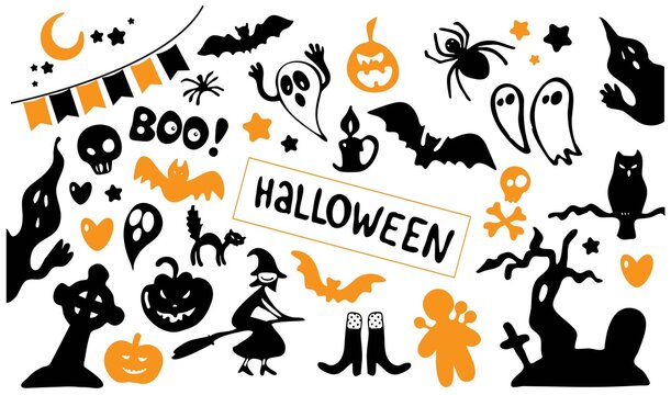 Set of vector icons for halloween. Isolated vector.