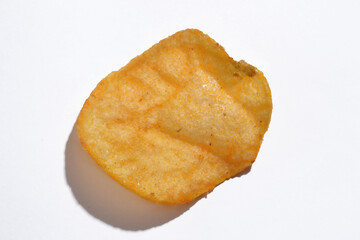 Potato chip isolated on white background.