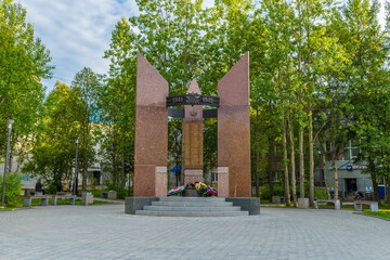 Fototapeta na wymiar Memorial to fellow countrymen who died in the Great Patriotic War of 1941-1945.