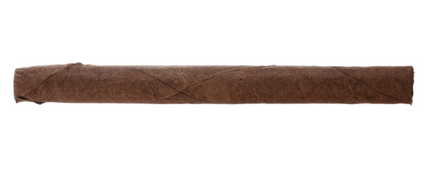 One hand rolled cigar isolated on white