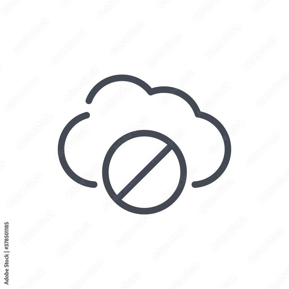 Poster cloud service bad connection line icon. problem with cloud server vector outline sign.