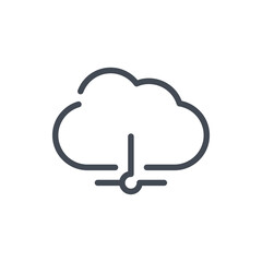 Cloud service network connection line icon. Cloud hosting vector outline sign.
