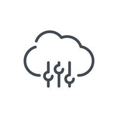 Cloud service preferences and settings line icon. Options of cloud computing vector outline sign.