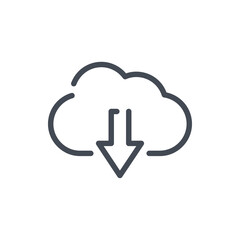 Download from Cloud server line icon. Arrow down with cloud vector outline sign.