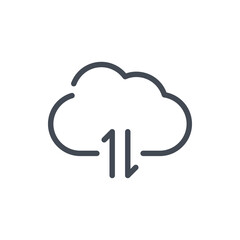 Data Transfer of Cloud service line icon. Synchronization of Cloud Server vector outline sign.