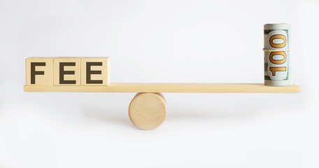 Seesaw Showing Balance Between money And word FEE