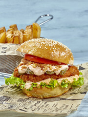 Chicken Strip Burger with Chips