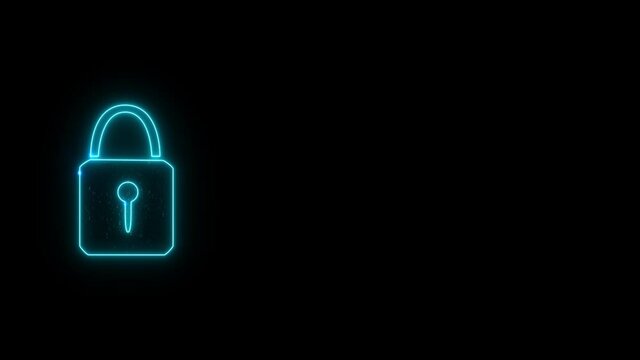 Security lock binary digital paticle explosive random number motion radial blur technology big data and abstract numeric background on black screen