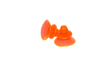 suction cup on glass isolated on white background