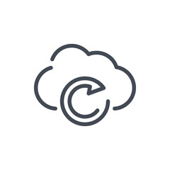 Cloud Service Recovery line icon. Backup of Cloud Server vector outline sign.