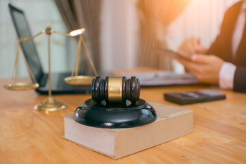 Male lawyer or judge consult having team meeting with client, Law and Legal services concept