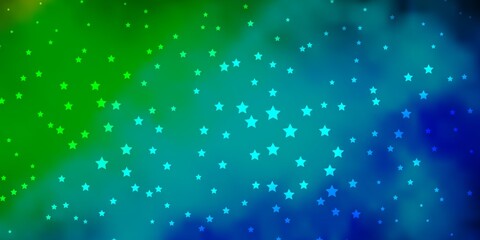 Dark Blue, Green vector template with neon stars. Decorative illustration with stars on abstract template. Pattern for wrapping gifts.