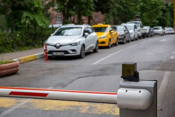 Signal of remote control when person open automatic gate at house system..