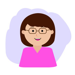 Girl Wearing Glass Potrait Avatar Illustration Vector