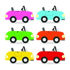Stoff pro Meter Autorennen Set von Retro-Auto für Kinderkarikatur-Vektor