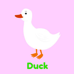Animal Duck Playing Card For Kids Cartoon Illustration Vector