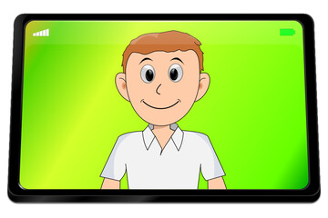 Young man using video chat on Tablet computer - 3D illustration