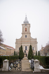 Romania, the Reformed Church with chains in Satu Mare, January 2020