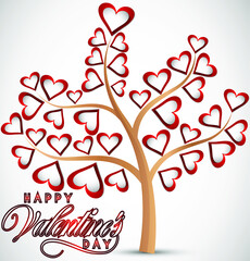 Vector Valentine's day card with tree made out of hearts