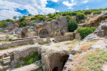 Fototapeta na wymiar Seven Sleepers of Ephesus in Turkey. Legend is seven Christian lads are said to have escaped the onslaught by ducking into a mountain cave, where they fell asleep for a long, long time.