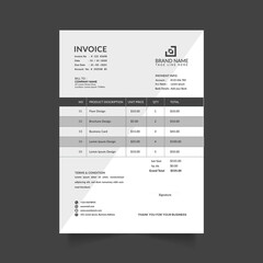 black and white minimal business invoice design Premium Vector